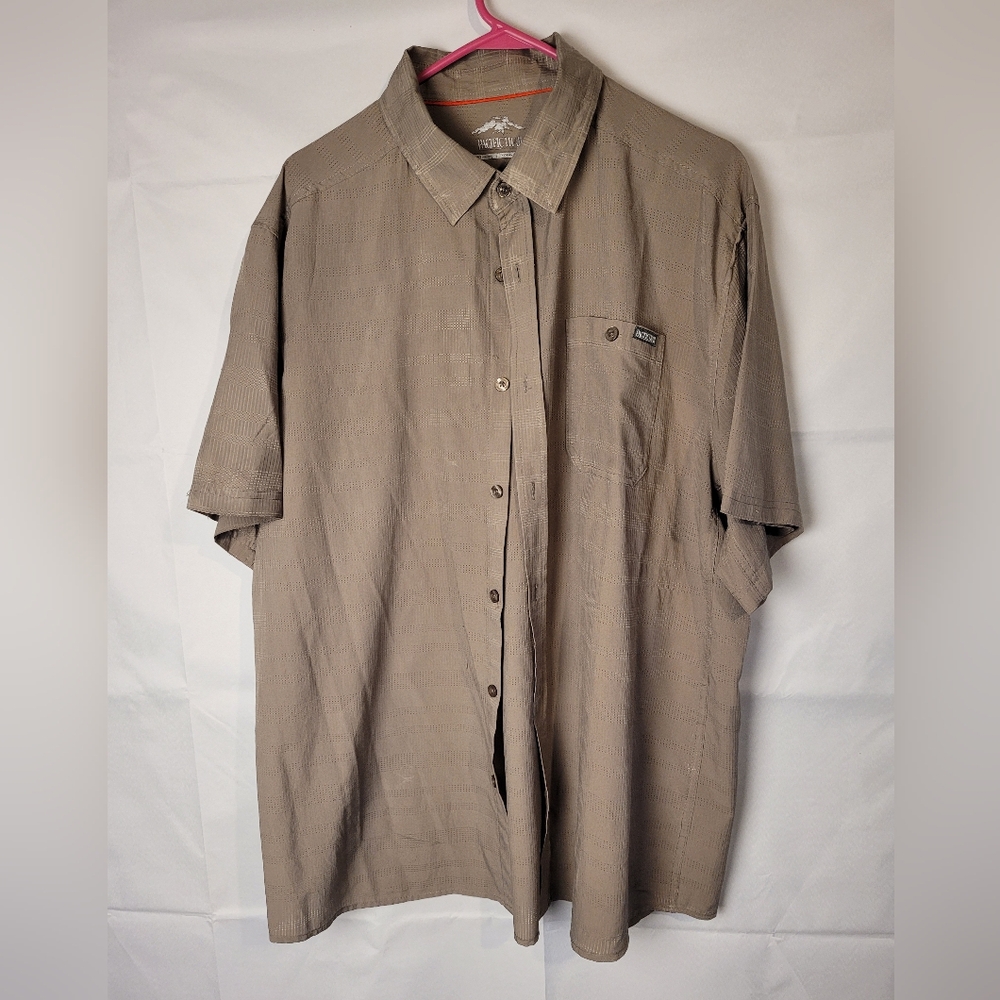 Vtg Pacific Trail Men's XXL Brown Vented Button Up Shirt Long Sleeve PTS88047
